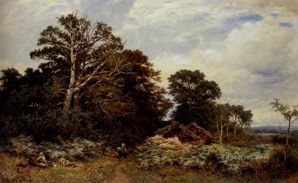 A Surrey Woodland landscape Benjamin Williams Leader woods forest Oil Paintings